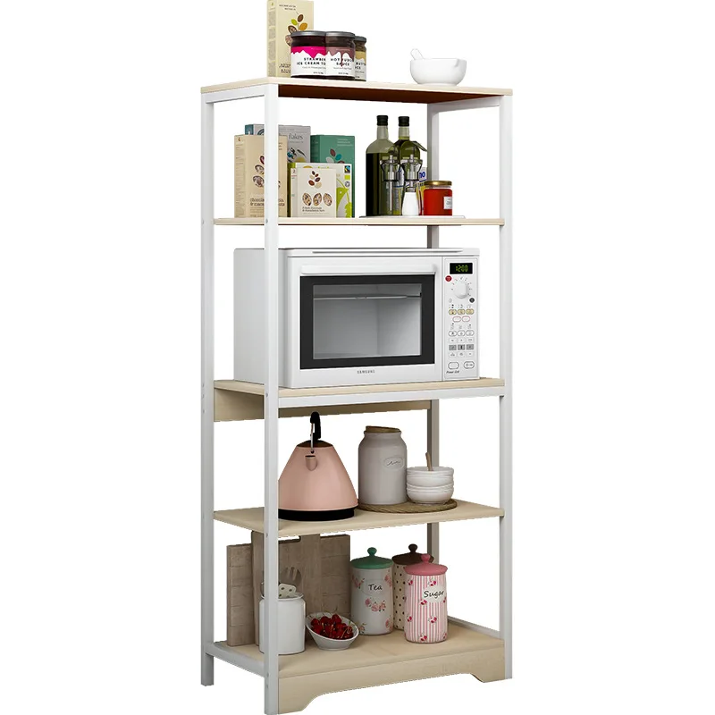 

4/5layers Kitchen Storage Shelf Floor Type Microwave Pans Spices Storage Rack Bedroom Storey Snacks Organizer Home Accessories