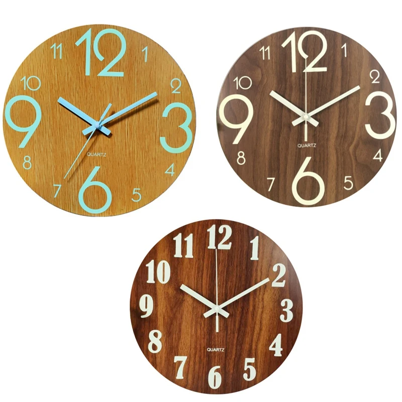 

Цифровые настенные часы с цифрами, 3D бесшумные часы, светящиеся в темноте Акриловые светящиеся настенные часы, акриловые Короткие бесшумные часы