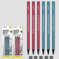 3Pcs Artists Woodless Charcoal Pencil Set,Soft Medium Hard Non-wood Graphite Charcoal Pencil for Drawing Sketching Art Supplies 1