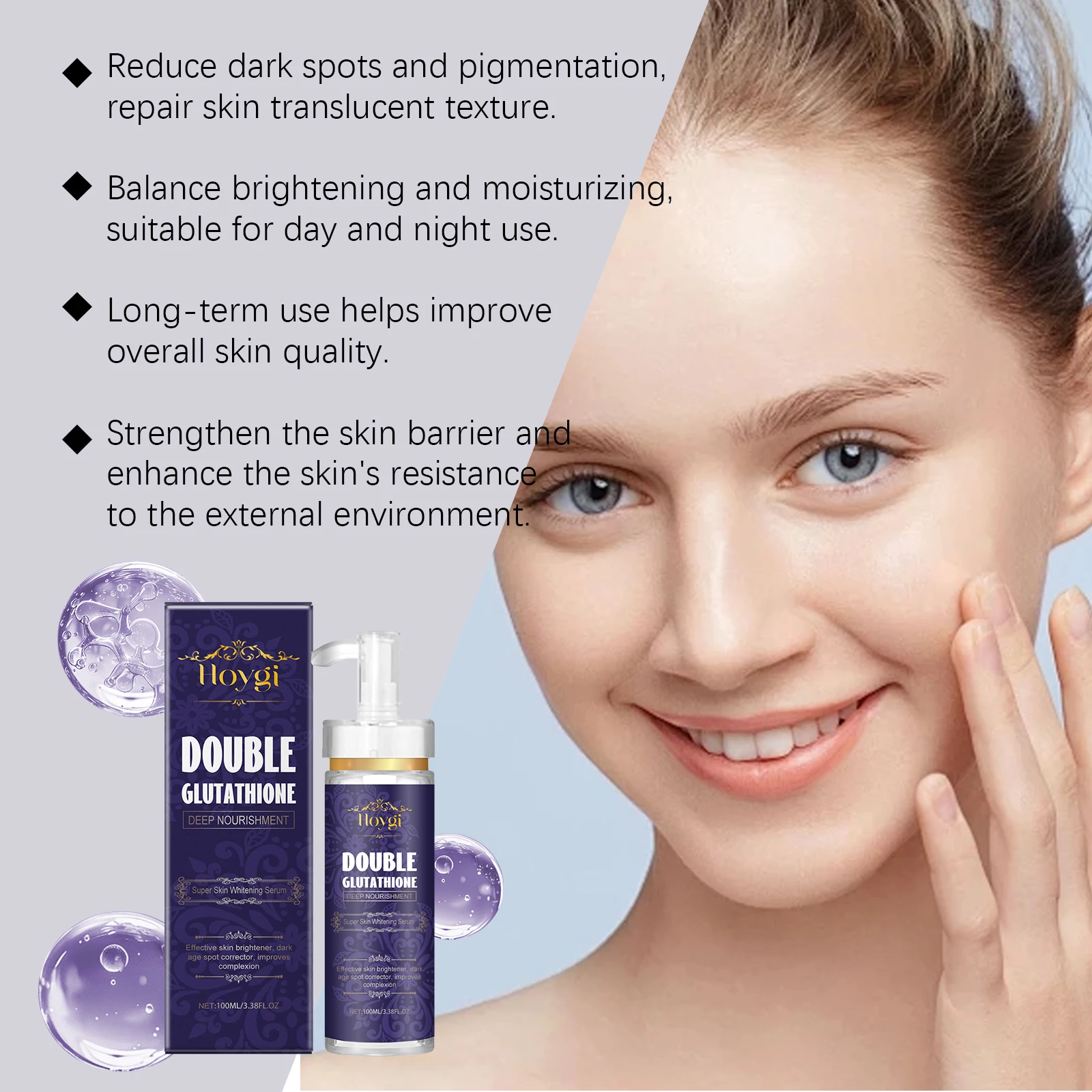 Double Glutathione Serum Lightens Dark Spots Even Skin Tone Skin Radiant Moisturizing Hydrating Smoothing Brighten Skin Care 3