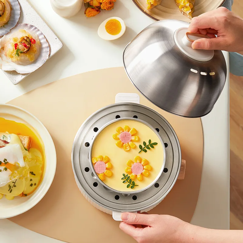 350W Electric Egg Cooker Timed Egg Boiler Breakfast Machine Automatic Steamer Egg Custard Steaming Cooker Food Warmer 2 Layers 6