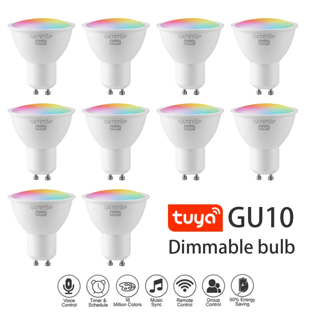 1-10PCS Rgb Smart Light Bulb Tuya GU10 LED Dimmable Gu10 6W Wifi Led Magic Lamp AC 85-265V 110V 220V Work with Alexa Google Home
