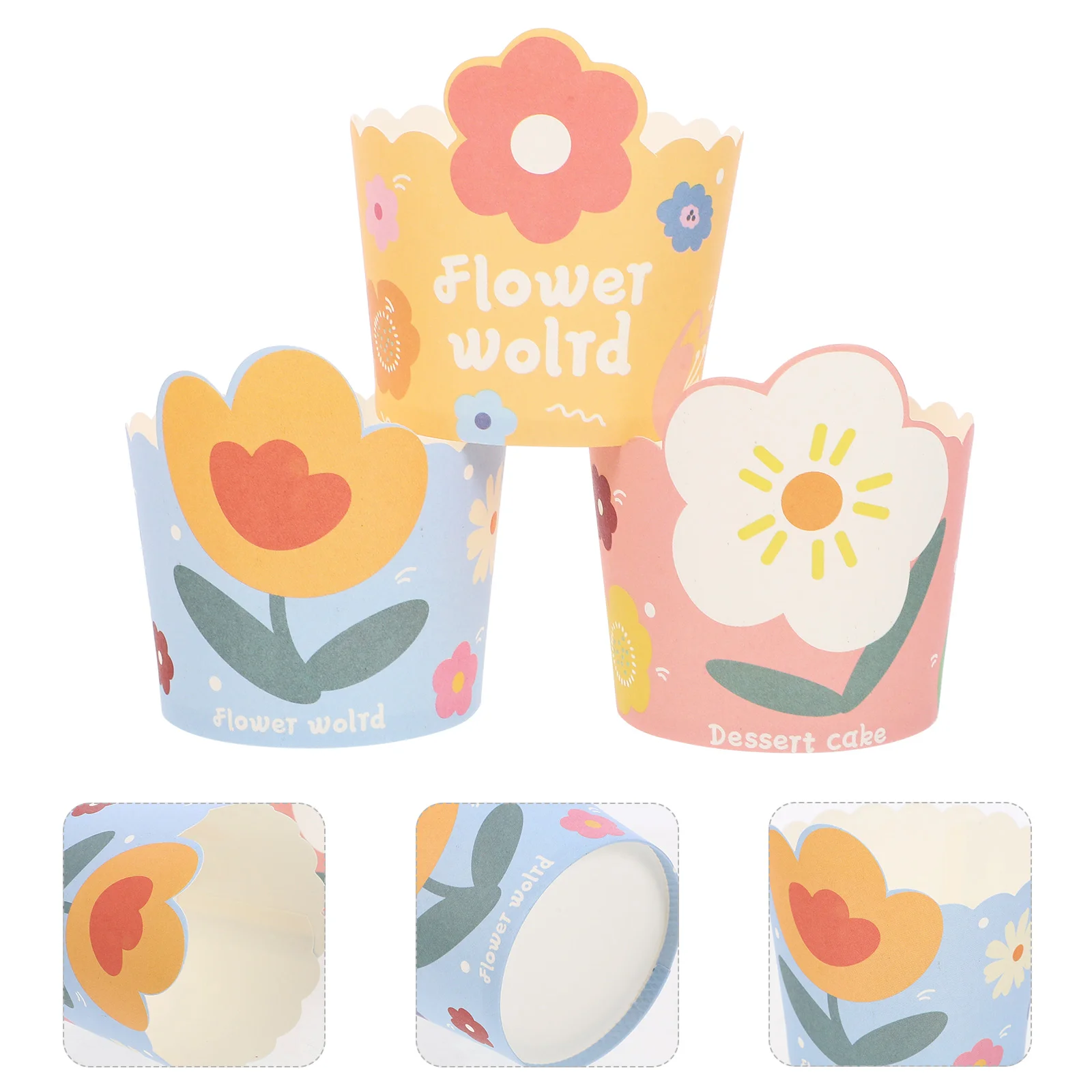 

75pcs Wrappers Flower Patterned Baking Liner Muffin Cupcake Liners