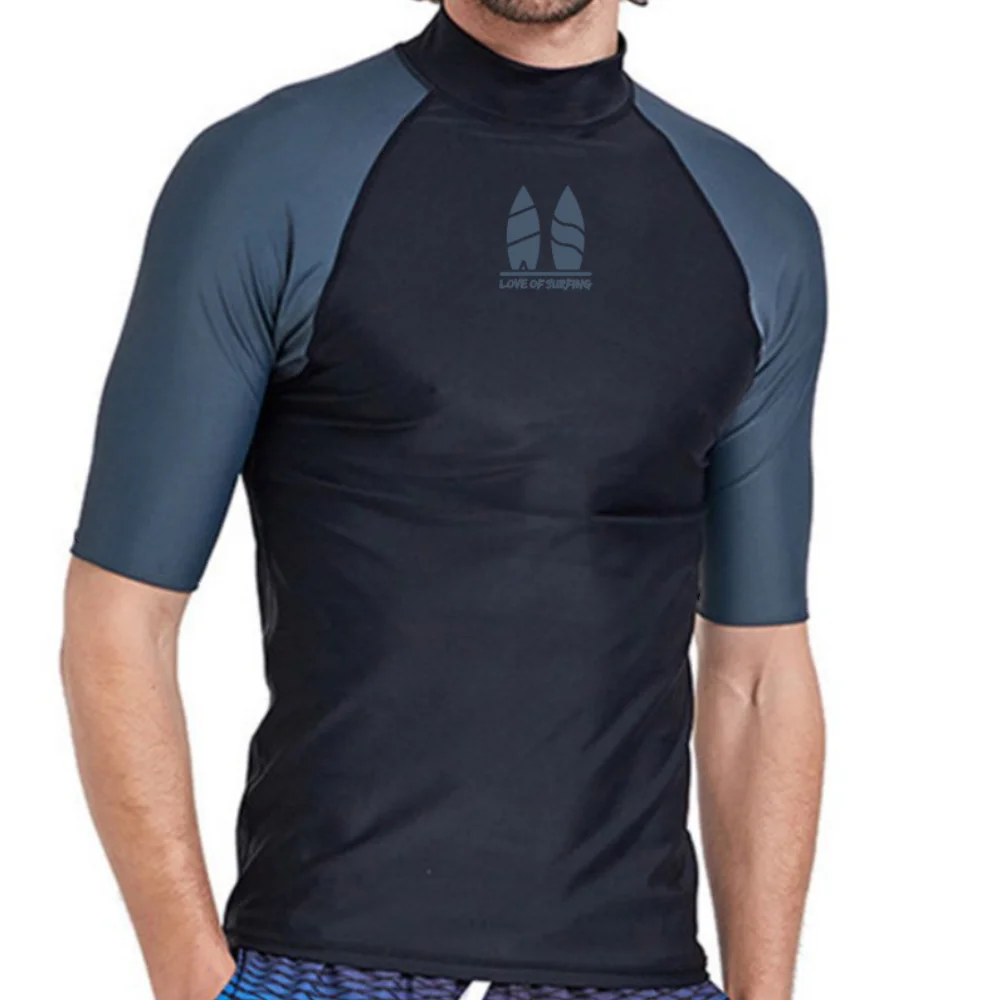 New Rash Guard Men's Surfing Shirt Swimming Short Sleeve Apparel Sun Protect Beach Wear Surfing Race Performance Shirts Hot Sale
