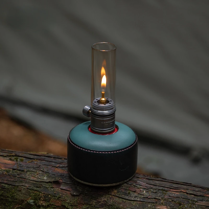 CAMPINGMOON T-1D Camping Gas Lantern with Glass Cover Candle Lamp Light