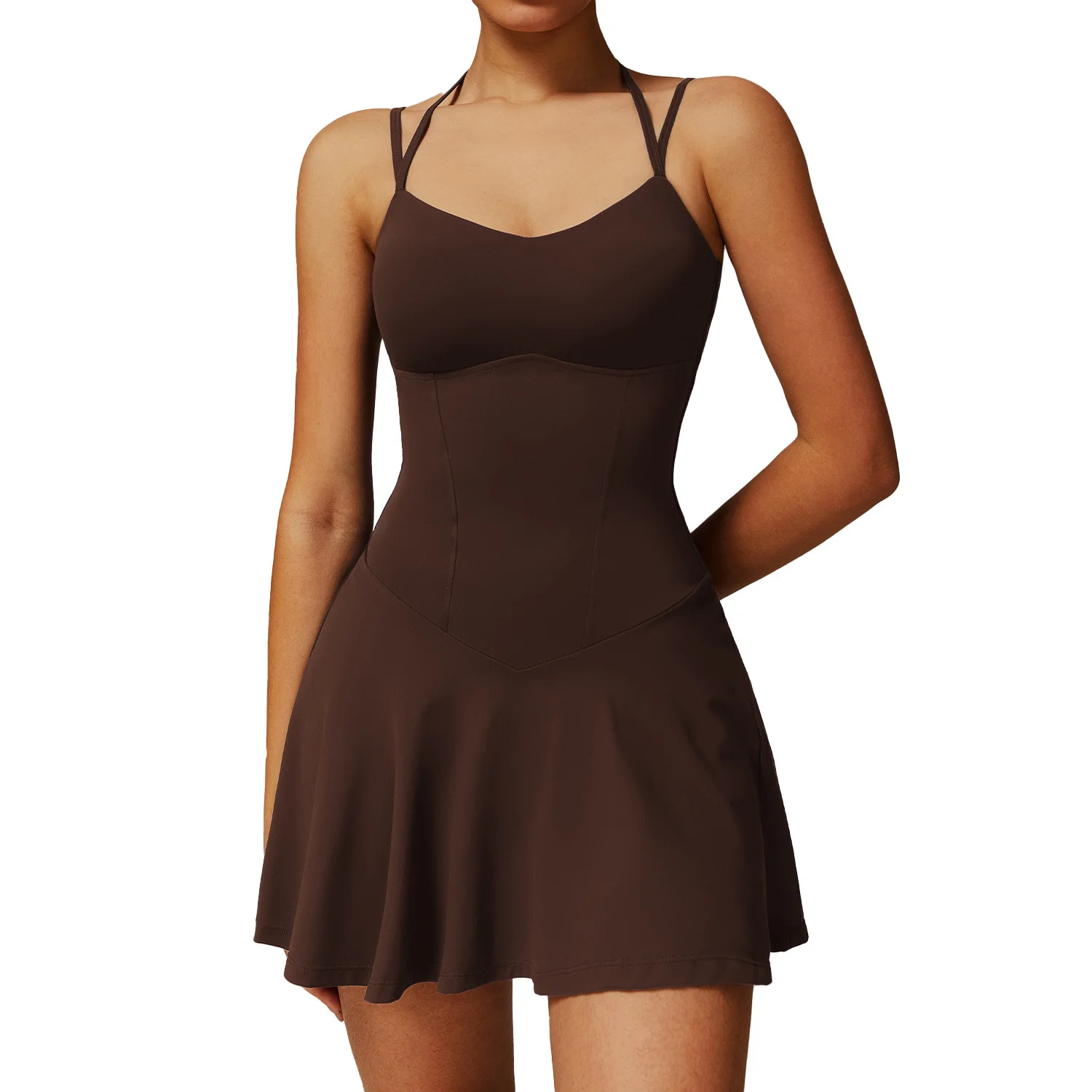 Mermaid Curved Sling dress Women's Pocket Base Anti-running A- line Short Skirt Running Sports Tennis Skirt