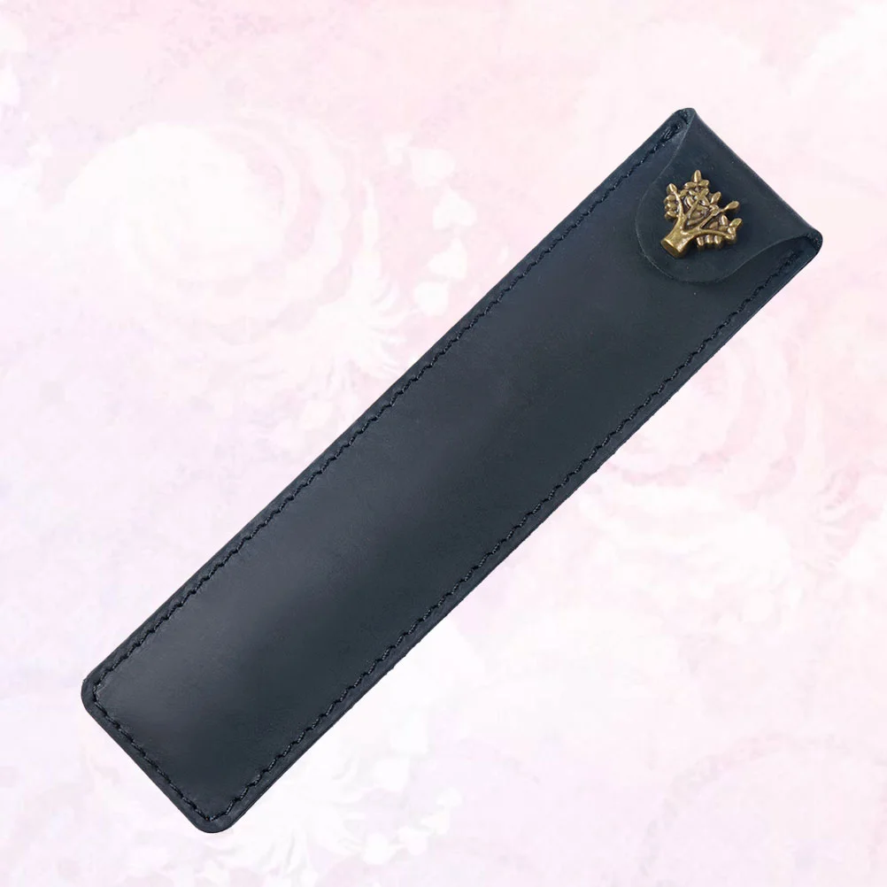 

Luxury Genuine Leather Pen Pouch Holder Single Pencil Bag Pen Case with Snap Button for Rollerball Fountain Ballpoint Pen