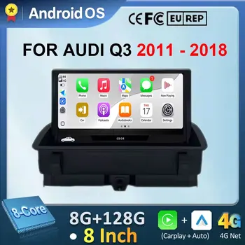CarPlay Wireless per Audi Q3 2011-2018, Navigazione GPS Android 16, Radio Multimediale per Auto 4G+WIFI, Stereo DSP da 8 Pollici