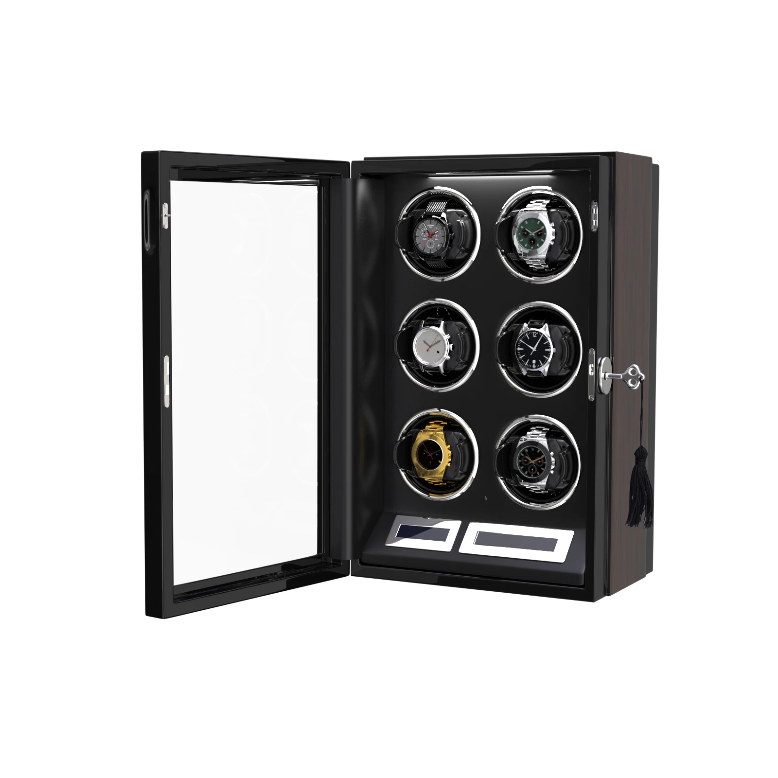 Watch Winder For 3 6 9 Automatic Watches LCD Touch Screen and Led Light Wooden Watch Safe Storage Box