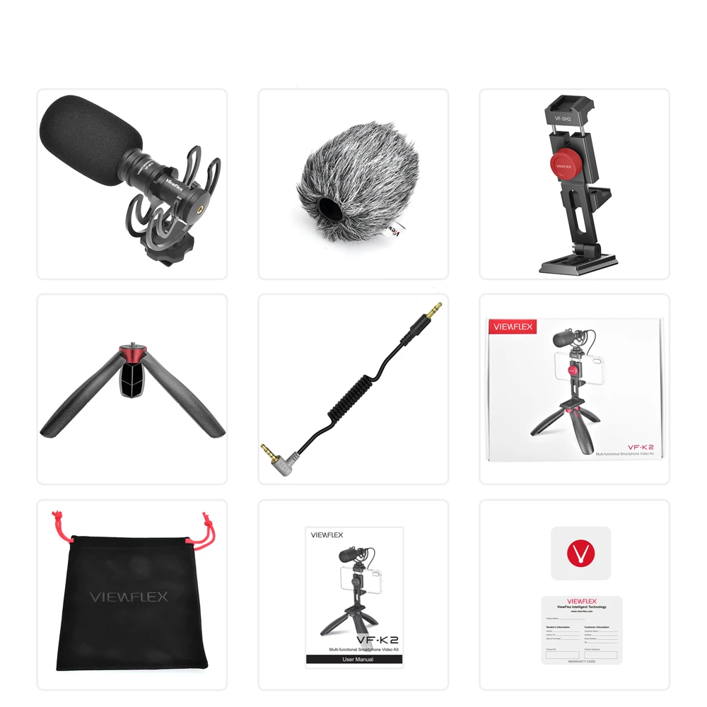 VF-K2 Smartphone Microphone Kit with Vertical & Horizontal Shooting for Tiktok Y