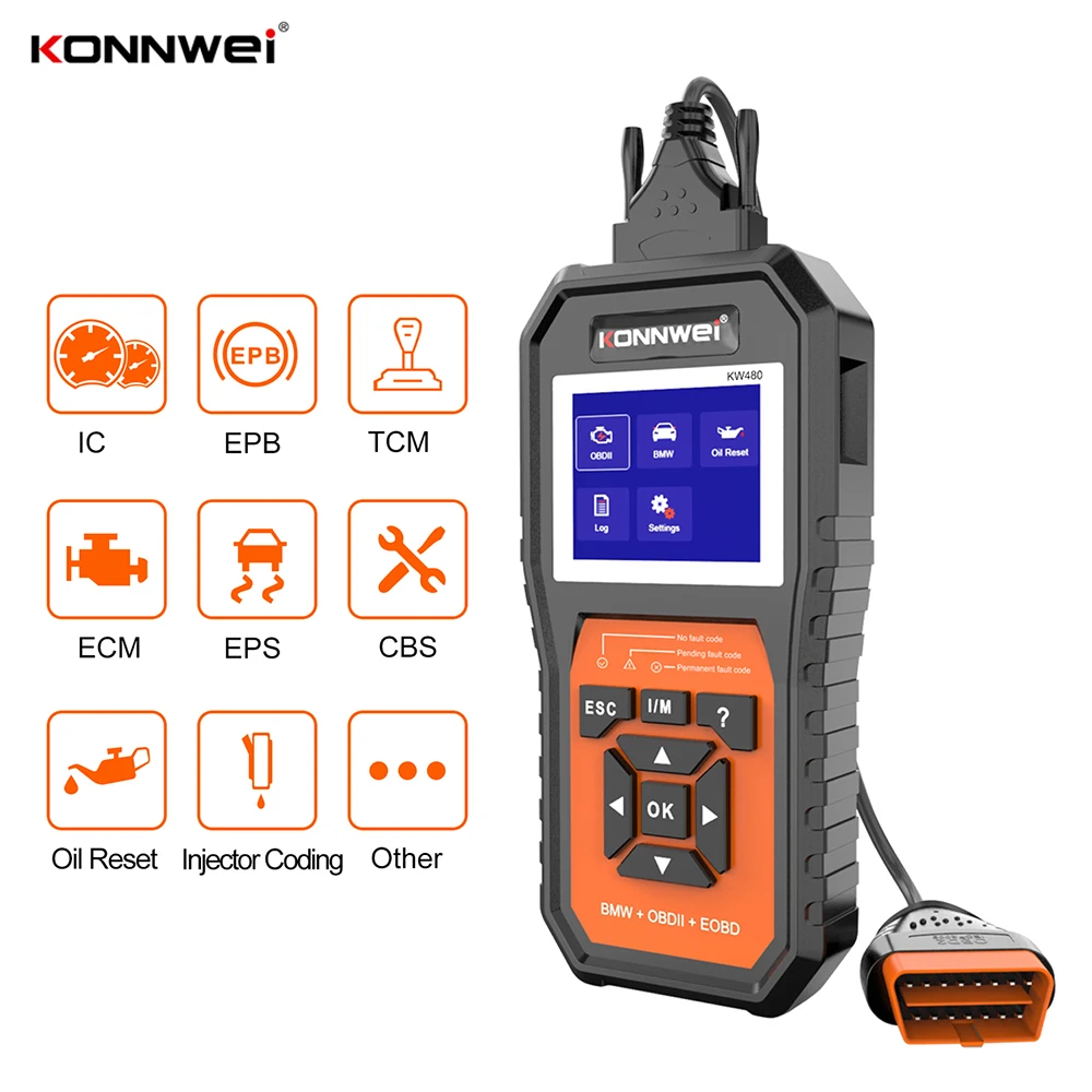 KONNWEI KW480 OBD2 Car Code Reader OBDII Engine Auto Full System Scanner Diagnostics Tool 12V