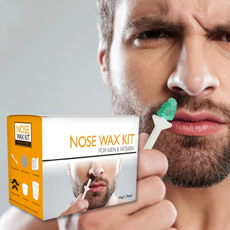 Kit de cera de nariz indolora portátil para hombres y mujeres, depilación de nariz, juego de cera sin papel, Kit de limpieza de granos de pelo de nariz