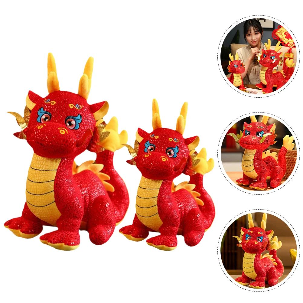 

Chinese Dragon Plush Doll 2024 Year The Dragon Ornaments 20Cm Chinese Zodiac Animal Pillow Good Luck Dragon Mascot Toy