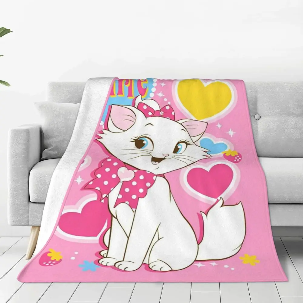 Description Picture 5 of itemSuper Warm Blanket Airplane Travel Aristocats Marie Cat Kawaii Anime Throw Blanket Flannel Bedspread For Couch Chair Bed Cover