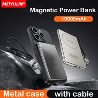 Ultra-thin Magnetic Wireless Power Bank 10000mAh Fast Charging With Cable External Spare Battery For Magsafe For iPhone Xiaomi 1