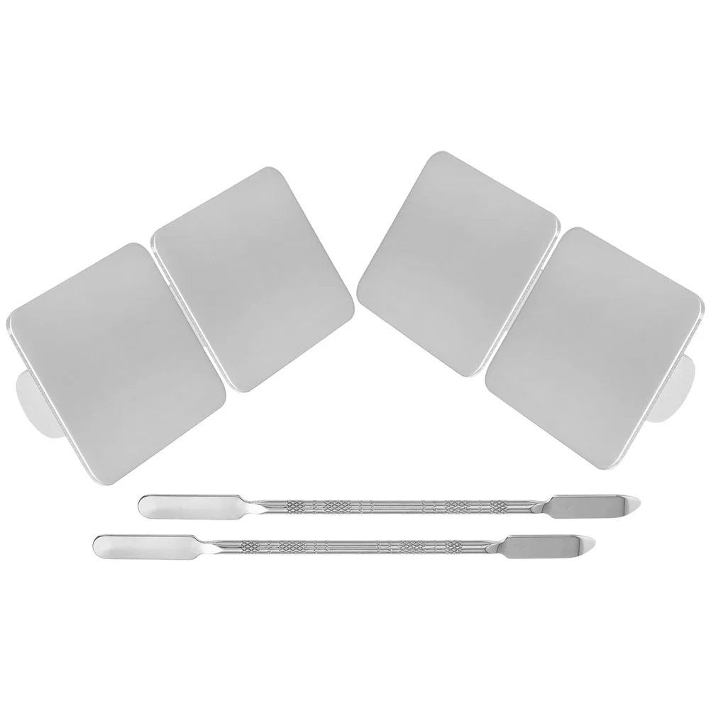 

1 Set of Stainless Steel Mixing Palette Makeup Nail Palette Manicures Tools Color Mixing Plate with Spatula