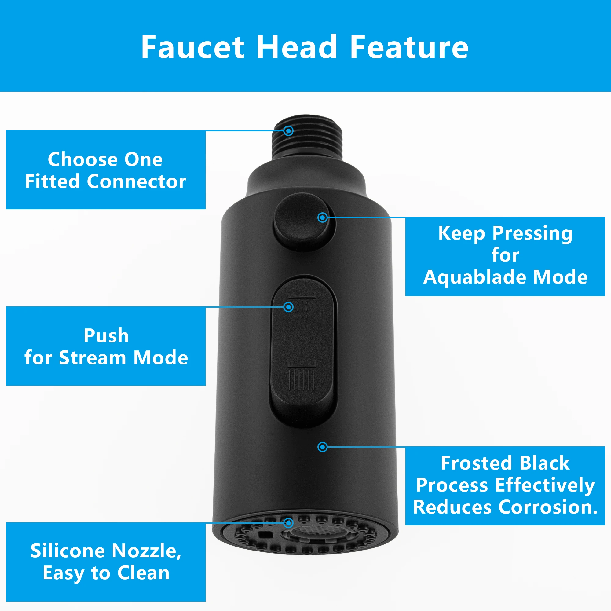 pull down faucet head substituicao 9 adaptadores preto fosco 3 funcoes 01