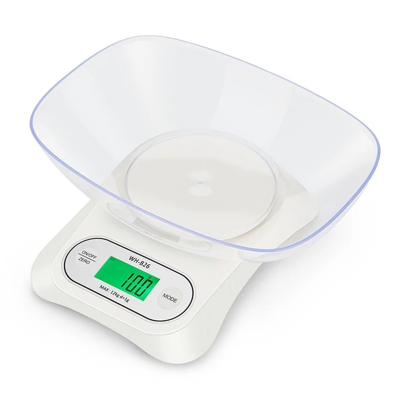 WH-B26 12kg/1g 5kg/0.1g LCD 디스플레이 백라이트 대형 스크린 주방 규모 고정밀 주방 저울 주방 전자 저울