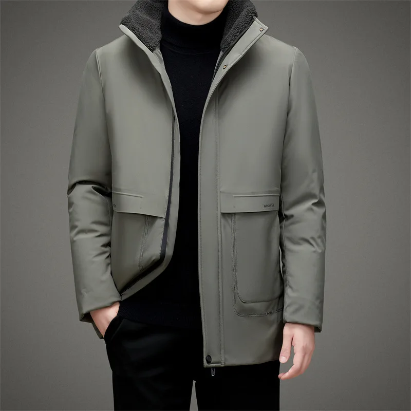 Men Cotton Jacket Winter Brand Parka Zipper Bomber Jacket Military Warm Thickened Solid Color Business Casual Coat