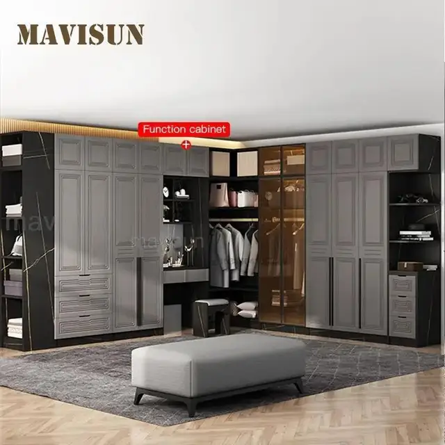 L-Shaped Corner Combination Wardrobe Nordic Simple And Modern Practical Bedroom Cabinet Solid Wood Cloakroom Storage Wardrobe