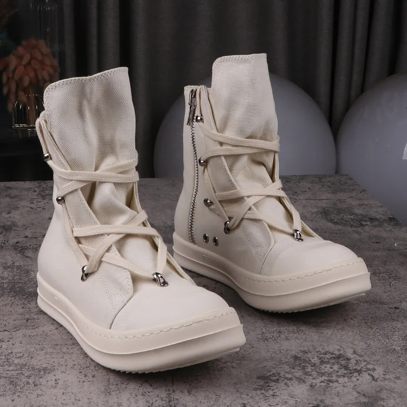 Men's Casual Shoes Fashion Canvas Shoes for Woman Pentagram Design White Solid Women's Sneakers Lace-up Men's Sneakers