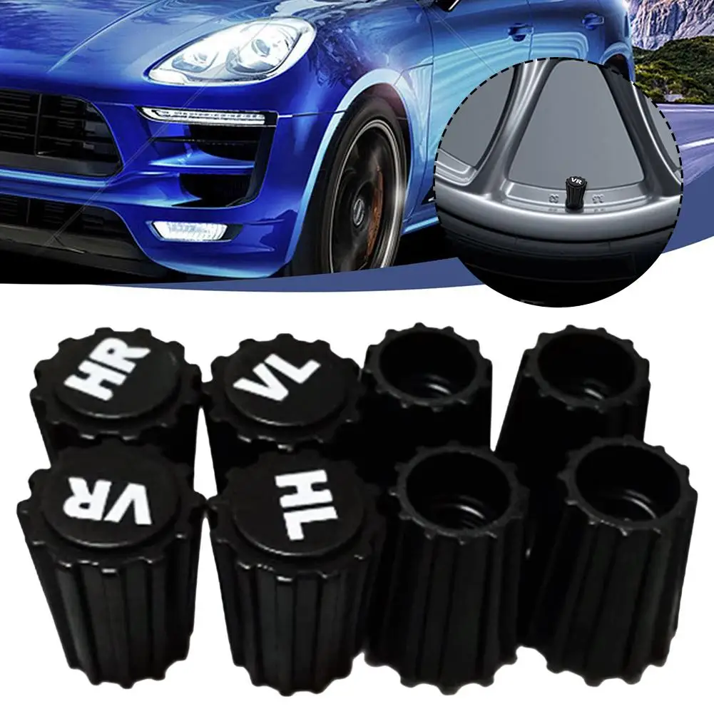 Tire Valve Caps Tire Valve Cap Tire Stem Cover 8 Pcs Tyre Tire Valve Stem Caps Dustproof Wheel Air Valve Cover With VR VL HR HL Printing ABS Plastic Caps