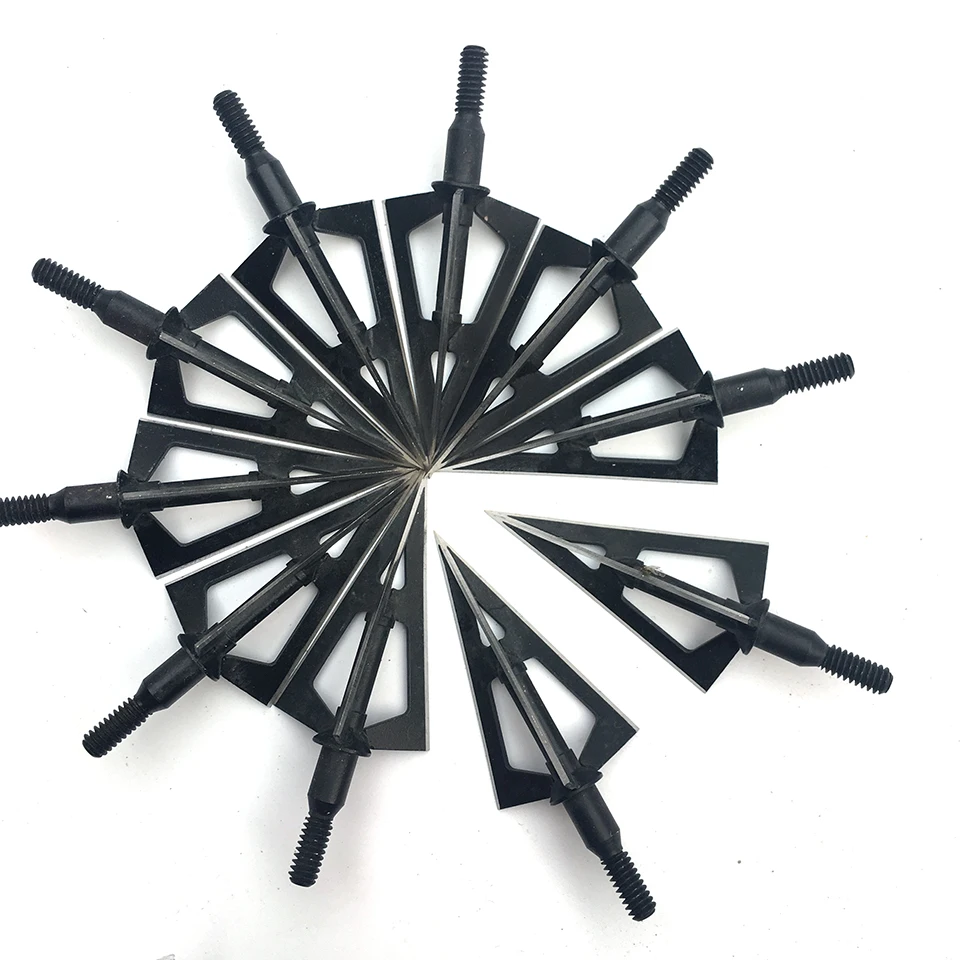 Broadheads Hunting 3 Blades Arrowheads Black Tip Steel For Bow And Crossbow Arrow Head Stainless Steel archery arrowhead 3/6/12/24/60pcs