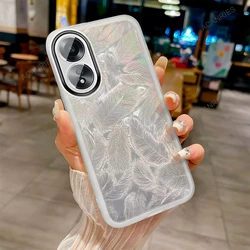Feather Pattern Silicone Soft Phone Case Cover for Oppo A92 (YM White)