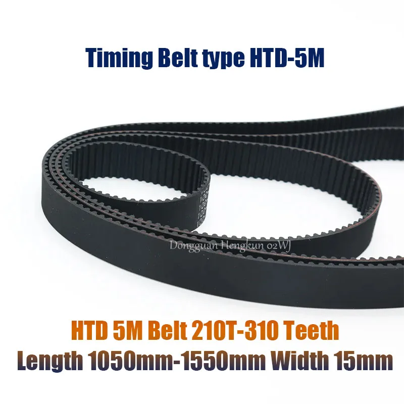 HTD 5M Timing Belt 1050-1100-1200-1550mm Length 15mm-Width 5mm-Pitch Rubber Pulley Belt Teeth 210T-310T HTD 5M Synchronous Belt