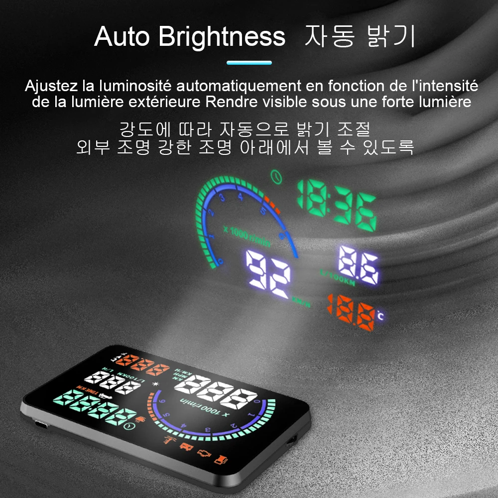 WiiYii I9 Obd2 HUD  ÷ ӵ ӵ 溸 ڵ  Ʈ ,  RPM 