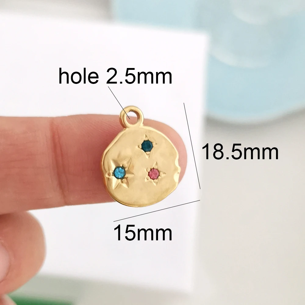 1pc Edelstahl Anhänger Charme Große Kleine Sonne Mond Stern Bösen blick Dreieck PVD Gold Farbe Wasserdicht Benutzerdefinierte Halskette Großhandel – Detail 4
