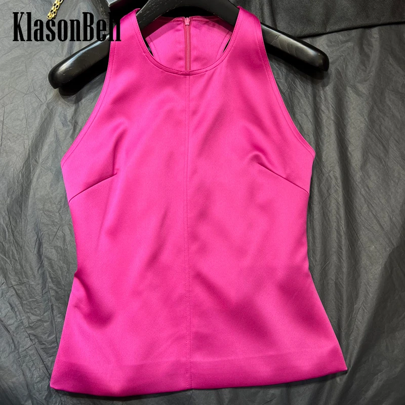 

5.2 KlasonBell Acetate Silk Comfortable Solid Basics Camisole For Women Elegant Halter Sexy Backless Sleeveless Tank Top