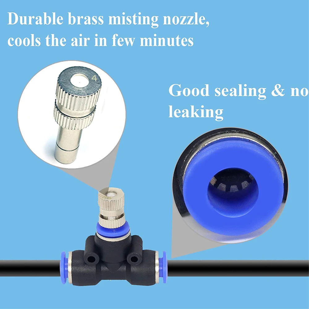 20 pcs Quick Pushing  Nozzles Nickeled  Fogging Spray Sprinkler Misting Garden Nozzle For Misting Cooling System