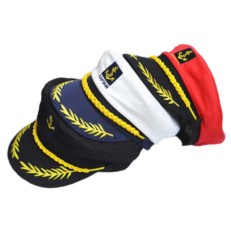 

Adult Yacht Boat Ship Sailor Captain Costume Hat Cap Navy Marine Admiral Embroidered Captain'S Cap Halloween Captain Hat