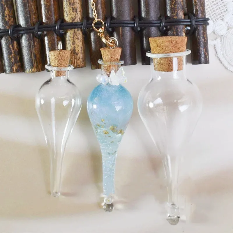 1X Vintage Magic Glass Wishing Drifting Bottle Cork Potion Lucky Transfer Amulet DIY Necklace Couple Holiday Pendant Gift