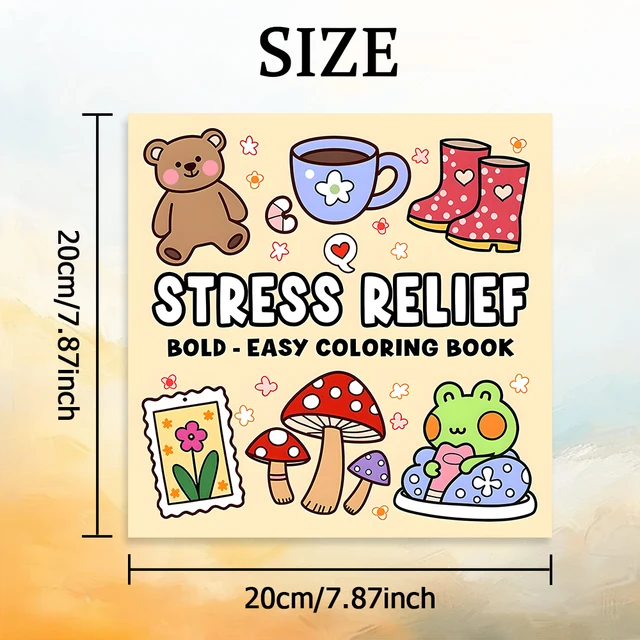 STRESS RELIEF bold-easy Coloring Book for Adults Cute Drawing Book Perfect Gift for Party and Birthday 2