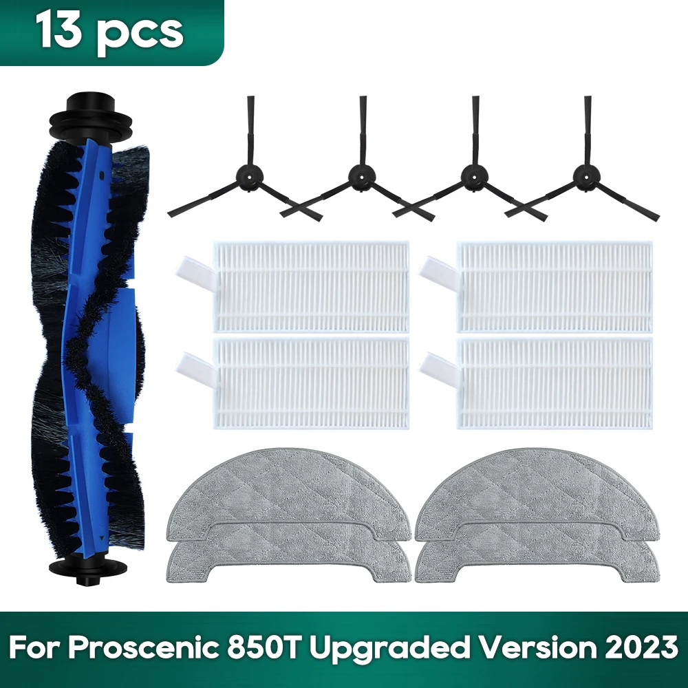 

Совместимо с роботами-пылесосами Proscenic 850T New 2023 Запасные части аксессуары Основная щетка Боковая щетка Фильтр Гепа Ткань для мопа Салфетка для чистки