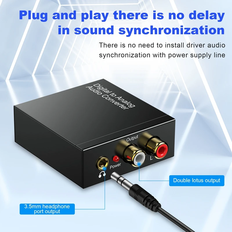 A15R -Portable 3.5Mm Jack Coaxial Optical Fiber Digital To Analog Audio AUX RCA L/R Converter Digital Audio Decoder Amplifier
