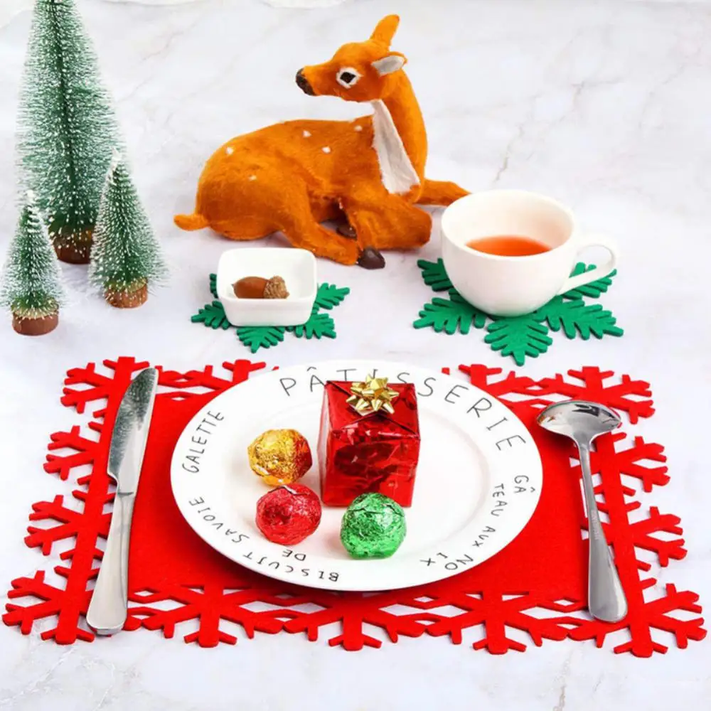 Christmas Felt Placemat Table Desk Mat Cup Pad Tea Coaster Home Wedding Holiday Party Dinner