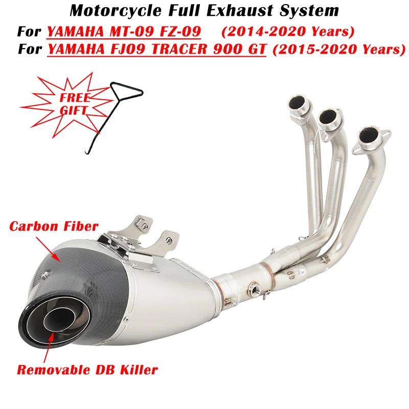 Per Yamaha Mt-09 Mt09 Fz-09 Fz09 Fj-09 Fj09 Fz Mt Fj 09 Tracer 900 Gt Scarico Moto Fuga Silenziatore Sistema Completo Modificato
