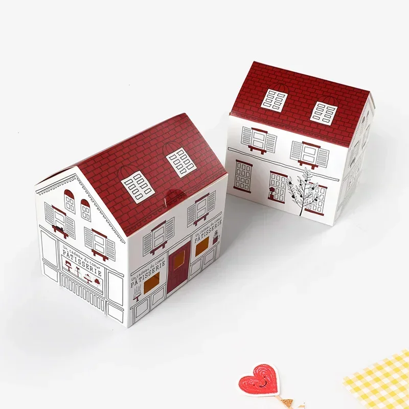 10pcs Cartoon House Shape Candy Box Hand-painted Folding Paper Gift Packaging Box for B... - SKU HSCB2107 - UGI Packaging