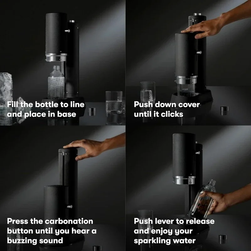 Fast Shipping.Carbonator Pro, Sparkling & Carbonation Water Machine, Stainless Steel with Glass Reusable Bottle Volume 800 mL ho 4