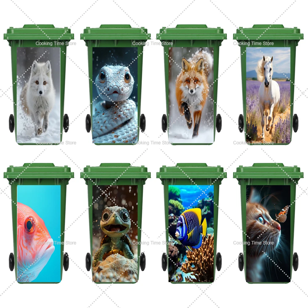Natural animal Trash Can vinyl waterproof stickers kitchen Trash Can aesthetics decals Outdoor Rubbish Bin decor poster sticker trash can sticker