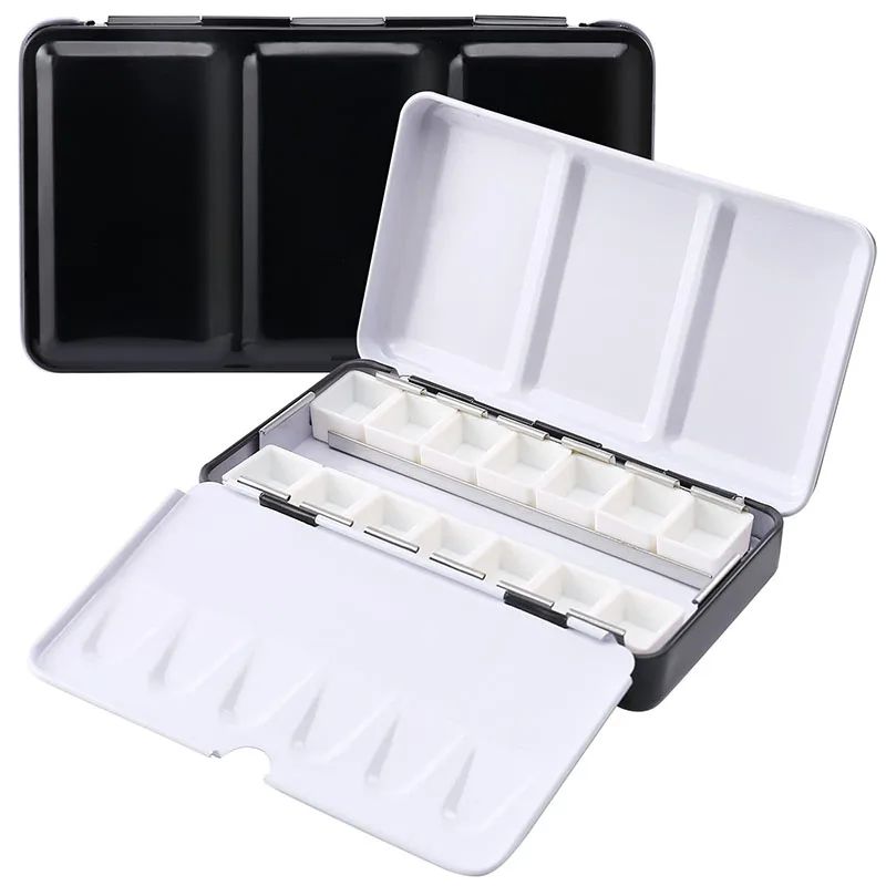 Empty Metal Watercolor Tin Palette Box With 14/26/52pcs Detachable Empty Watercolor Half Pans For DIY Travel Watercolor Palette 5