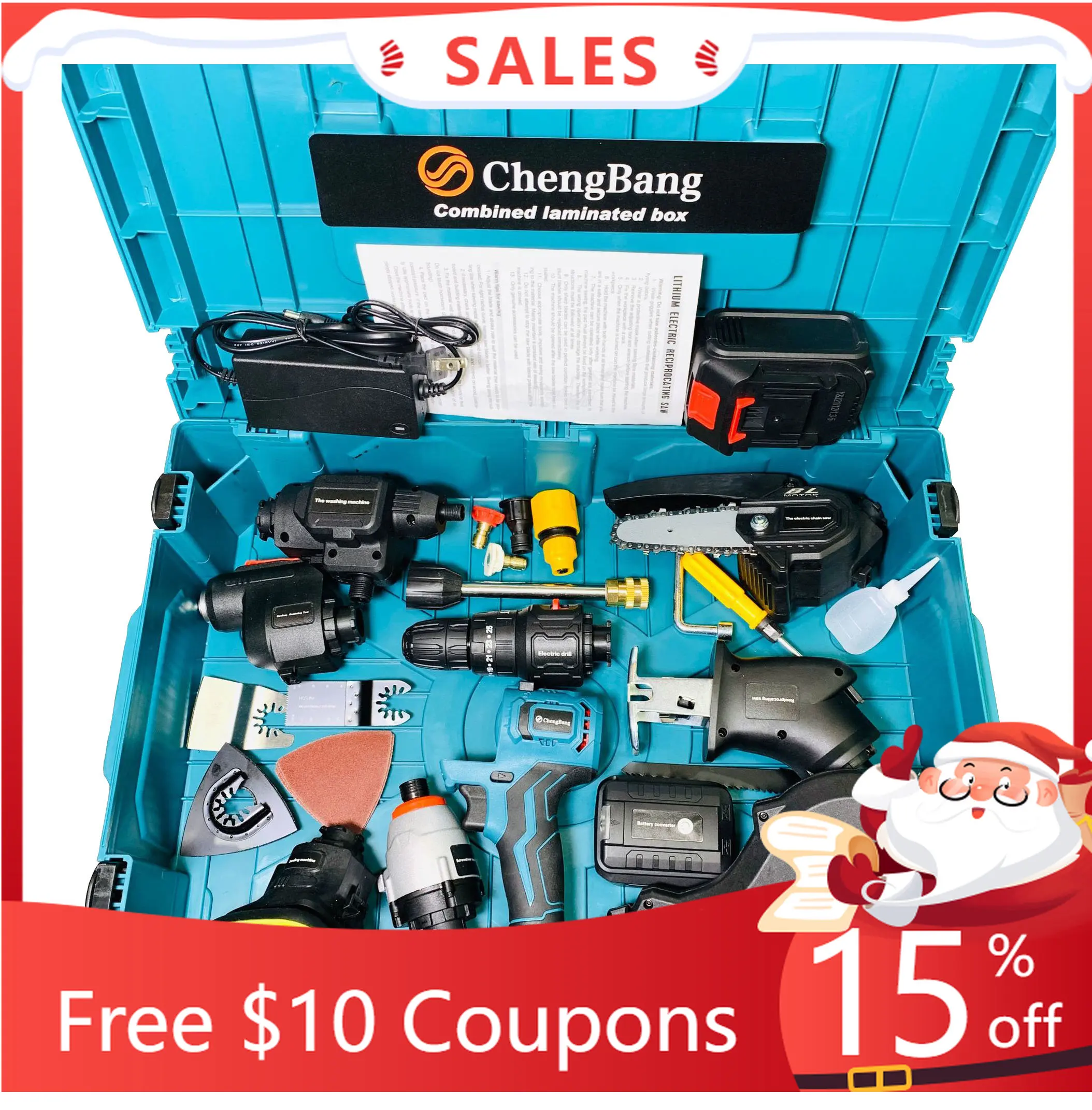 Rechargeable Brushless Multipurpose Power Tools Combination Set 10 In 1