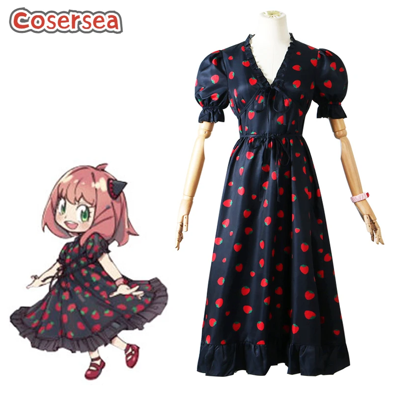 

Cosersea Game SPY×FAMILY Forger Anya Cosplay Costume Women Lolita Dress Children Uniform Halloween Fullset Headwear Stockings