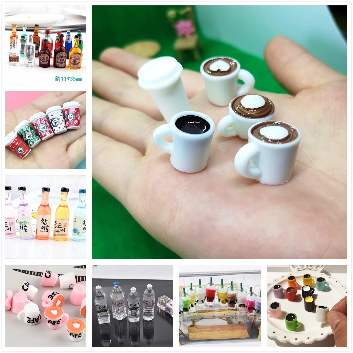 4/8/10pcs1/6 Scale Miniature Dollhouse Coffee Cup Mugs Model Bottles Ice-cream Drink Mini Doll Food Play Kitchen Accessories Toy 3