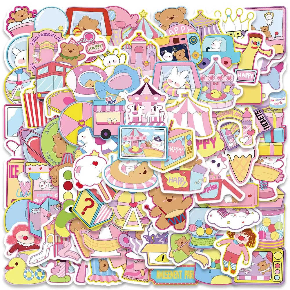 

80pcs Cute Cartoon Amusement Part Stickers Kids Toy Vinyl Laptop Decals Luggage Guitar Phone Stationery Waterproof Graffiti