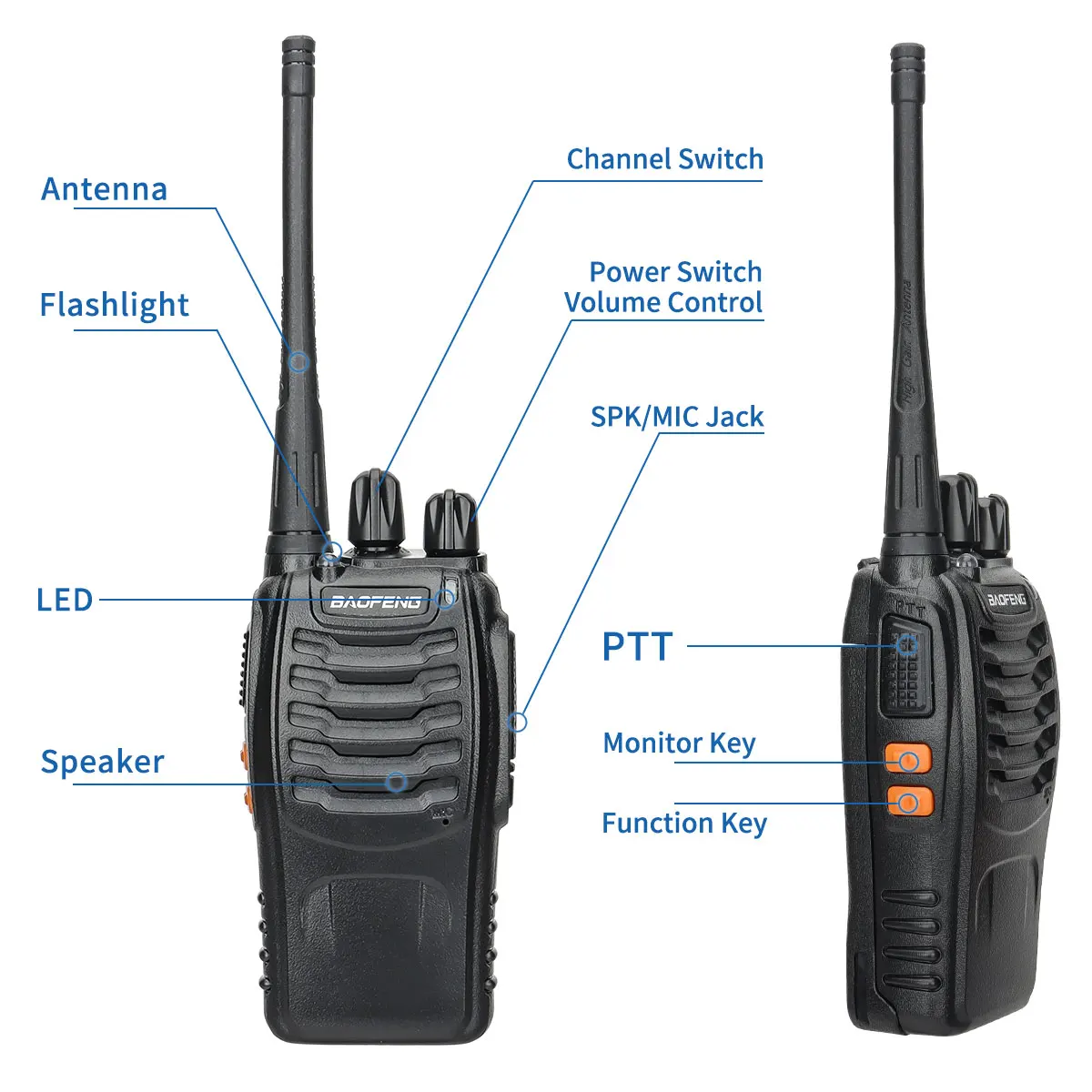 4/2/1PCS Baofeng 888S Walkie Talkie BF-888S 10W Ham Two-way