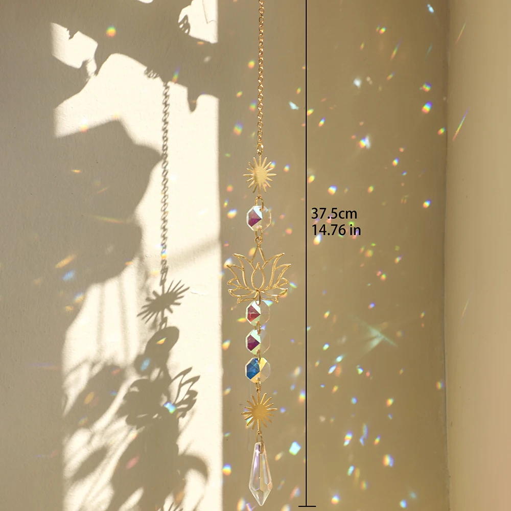 Prismatic Lotus Crystal Suncatcher 2 | Prismatic Lotus Crystal Suncatcher 1